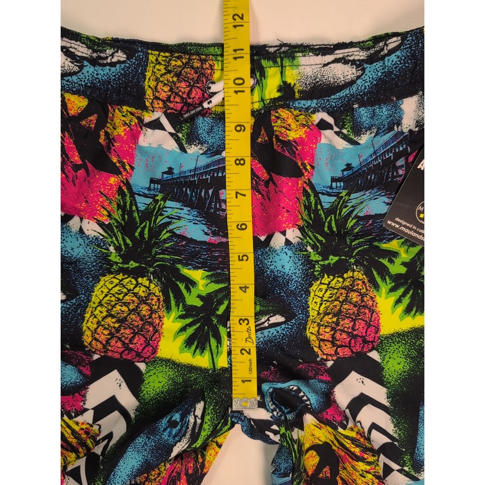 NEW Maui and Sons Boys XL 18 Pool Shorts Swim Trunks Neon Shark Pineapple Print - Picture 6 of 12